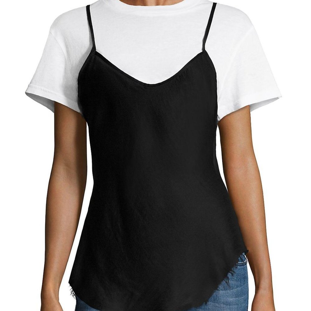 NWT $195 RTA Demi Satin Cashmere Tank w/ Tee Black S